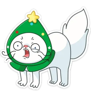 😱 d9961264 кот, рождество, наклейка, мультфильм, смешной, животное, питомец telegram sticker