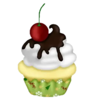 🧁 7d034a58 Muffin, Dessert, Essen, Süß, Kirsche, Zuckerguss telegram sticker