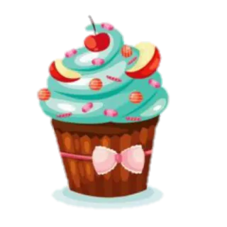 🧁 847d0865 Cupcake, Dessert, Leckerbissen, Süßigkeit, Gebäck, Kirsche, Zuckerguss telegram sticker