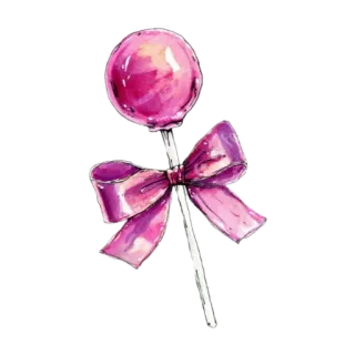 🍏 de125522 Lutscher, Süßigkeit, Süß, Rosa, Dessert, Schleife, Illustration telegram sticker