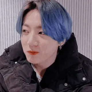 🦋 cafeb353 Jungkook kpop, 가수, 파란머리, 귀걸이 telegram sticker