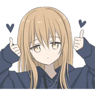 👍 1f196eec Anime, Carino, Ragazza, Pollice in su, Cuore telegram sticker