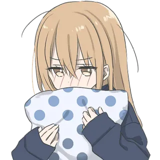 😴 8f05be75 anime, ragazza, carina, cuscino, arrossire, kawaii telegram sticker