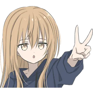 ✌️ b65314db Anime, Ragazza, Cartone animato, Segno di pace, Carino, Allegro telegram sticker