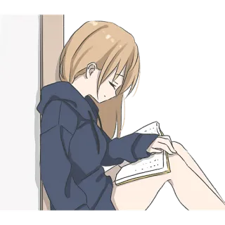 📚 d0fb129c ragazza anime, leggere, libro, kawaii, interno, capelli biondi telegram sticker