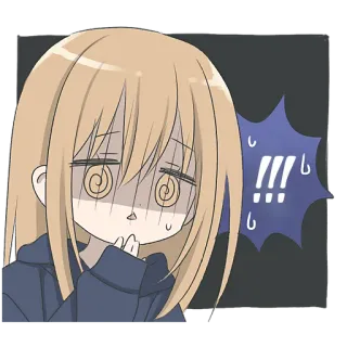 😱 f8d54f20 !!! Anime, Ragazza, Esclamazione, Scioccato, Stordito, Cartone animato telegram sticker