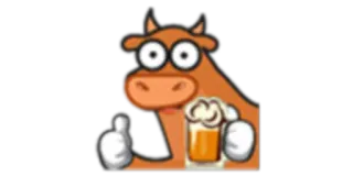 🐮 bcf61f18 cow, beer, thumbs up, animal, cartoon telegram sticker