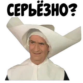 🤨 76471270 СЕРЬЁЗНО? แม่ชี, จริงจัง, คำถาม, รัสเซีย telegram sticker