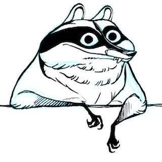 😌 18829d96 енот, животное, мультфильм, иллюстрация, рисунок telegram sticker