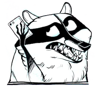 📱 3819dea5 енот, злой, телефон, животное, мультфильм telegram sticker