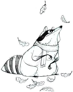 🍂 3d6bedb3 енот, животное, осень, осень, листья, шарф telegram sticker