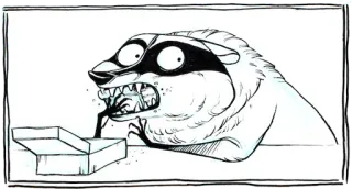 🍰 5c38aedd енот, животное, мультфильм, еда, мусор, смешной telegram sticker