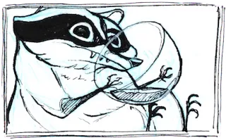 ☕ 7827a9df енот, животное, мультфильм, эскиз, стекло, рисунок telegram sticker