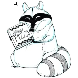 🍕 833f28a9 FRESH PIZZA енот, пицца, животное, еда, мультфильм telegram sticker