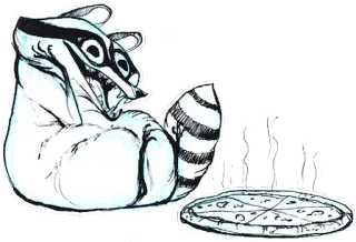 🍕 84488ca9 енот, пицца, животное, еда, мультфильм telegram sticker