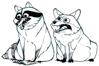 🐶 a4bde4f2 енот, собака, животные, мультфильм, рисунок telegram sticker