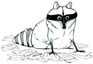 🎨 c48aca2f енот, животное, мультфильм, рисунок, карандаш, бумага telegram sticker