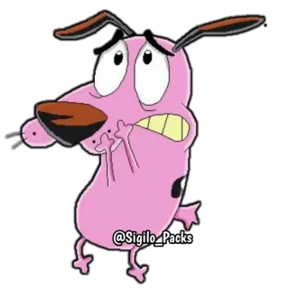 😳 017d7f9e Courage Courage the Cowardly Dog @Sigilo_Packs Мультфильм, Собака, Испуганный, Кураж трусливый пёс, Cartoon Network, Розовая собака telegram sticker