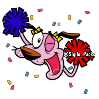 🥳 0a8abcf9 Courage Courage the Cowardly Dog @Sigilo_Packs собака, мультфильм, Кураж трусливый пес, ликование, праздник telegram sticker
