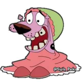 😱 a2e1fde8 Courage Courage the Cowardly Dog мультфильм, собака, Кураж - трусливый пес, испуганный, смешной, мультипликационный telegram sticker