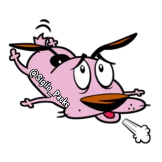 🙁 c0fe6a68 Courage Courage the Cowardly Dog @Sigilo_Packs мультфильм, собака, Кураж - трусливый пёс, Кураж, розовый telegram sticker