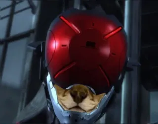 😼 f923b116 mũ bảo hiểm đỏ, đầu thú, tương lai, cyborg telegram sticker