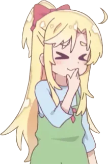 😊 48dea660 アニメ, カートゥーン, 女の子, かわいい, 金髪, リボン, 元気, 笑顔 telegram sticker