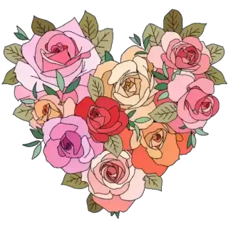 ❤️ b0120149 Blume, Rosen, Blumenmuster, Herz, Strauß telegram sticker