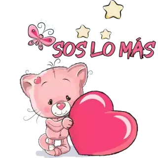 ❤️ c0a3ca4f SOS LO MÁS süß, Teddybär, Herz, Liebe, rosa, Sterne, Schmetterling telegram sticker