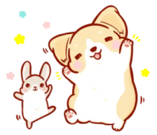 😄 6f81edbf pies, królik, słodki, kreskówka telegram sticker