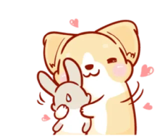 🥰 afd17ed4 pies, królik, przytulanie, słodki, zwierzęta, przyjaźń telegram sticker