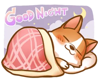 💤 0701962b Good Night спокойной ночи, собака, сон, корги, милый, луна, ночь telegram sticker
