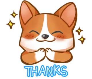 ☺️ 0912afb3 THANKS корги, собака, спасибо, милый, щенок, блестки telegram sticker