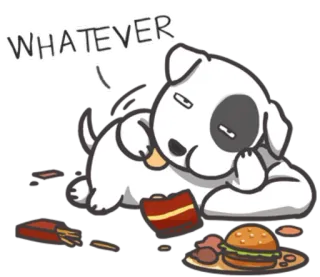 🍔 0b9be1fd WHATEVER собака, мультик, ленивый, все равно, еда, милый, закуска telegram sticker