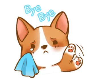 👋 4858596e Bye Bye собака, корги, пока, грустный, милый, мультфильм telegram sticker