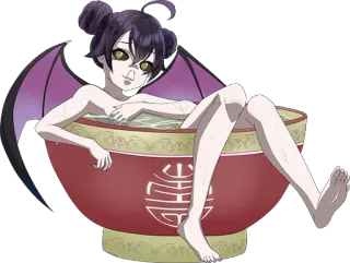 🛀 97b5cfca anime, demon, bath, relaxing, fantasy whatsapp sticker