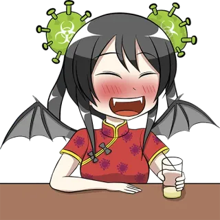 😄 c71a7070 anime, cartoon, bat, drink, smiling, virus, girl whatsapp sticker