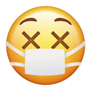 😵 f37aef5b Emoji, Mati, Masker, Sakit, Sedih, Kuning, Ekspresi, Covid telegram sticker
