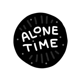 🤕 035a707d ALONE TIME sozinho, tempo, preto, branco, adesivo, pessoal whatsapp sticker