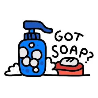 🤗 1cb21013 GOT SOAP? sabão, limpeza, higiene, banheiro, desenho animado whatsapp sticker
