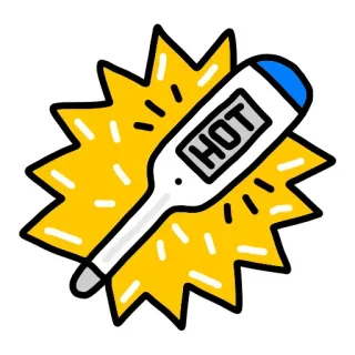 🌡 72b69c19 HOT termômetro, quente, febre, saúde, doente, temperatura, desenho animado whatsapp sticker