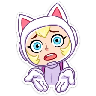 😔 59f8ddd9 cartoon, meisje, kat, oren, blond, verward, ruimtepak telegram sticker