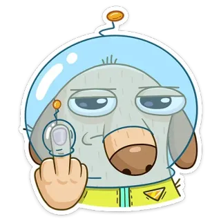 🖕 13400826 Kreskówka,  środkowy palec, Astronauta, Kosmos, Pies, Obraźliwe telegram sticker
