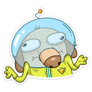 🤷‍♂ 3e3a810f pies, astronauta, kreskówka, skafander, obcy, śmieszne, komiks telegram sticker