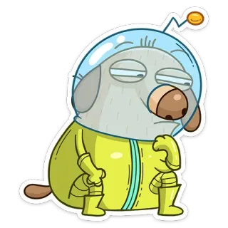 🤔 67cc3ee2 pies, astronauta, kosmos, kreskówka, zwierzę, naklejka telegram sticker