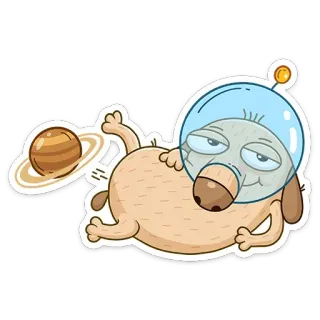 😝 78514514 pies, astronauta, planeta, kreskówka, kosmos, śmieszne telegram sticker