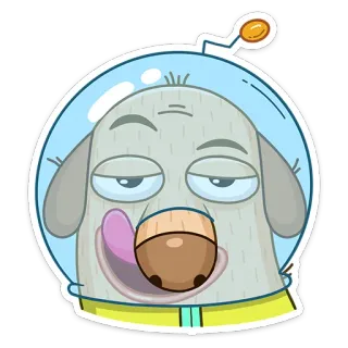 😋 833ca7e2 pies, astronauta, kosmos, kreskówka, hełm, zwierzę, słodki, śmieszny telegram sticker