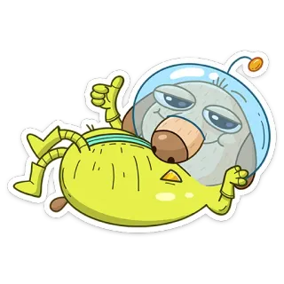 👍 a5641274 astronauta, kosmos, pies, kreskówka, słodki, zwierzę, kciuk w górę, zrelaksowany telegram sticker