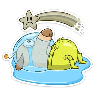 😭 d566d55b kreskówka, smutna gwiazda, kosmita, kosmos, meteor, kałuża telegram sticker