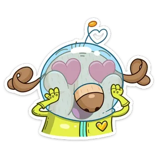 😍 fb8d1025 kreskówka, postać, oczy z sercami, miłość, słodki, naklejka telegram sticker